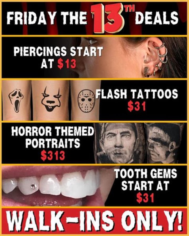 Are tattoos discounted on Friday the 13th?