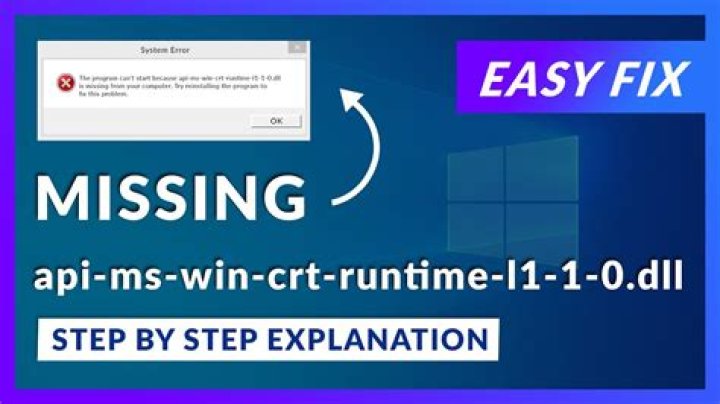 Can't start because API MS Win CRT runtime l1 1 0 DLL is missing?