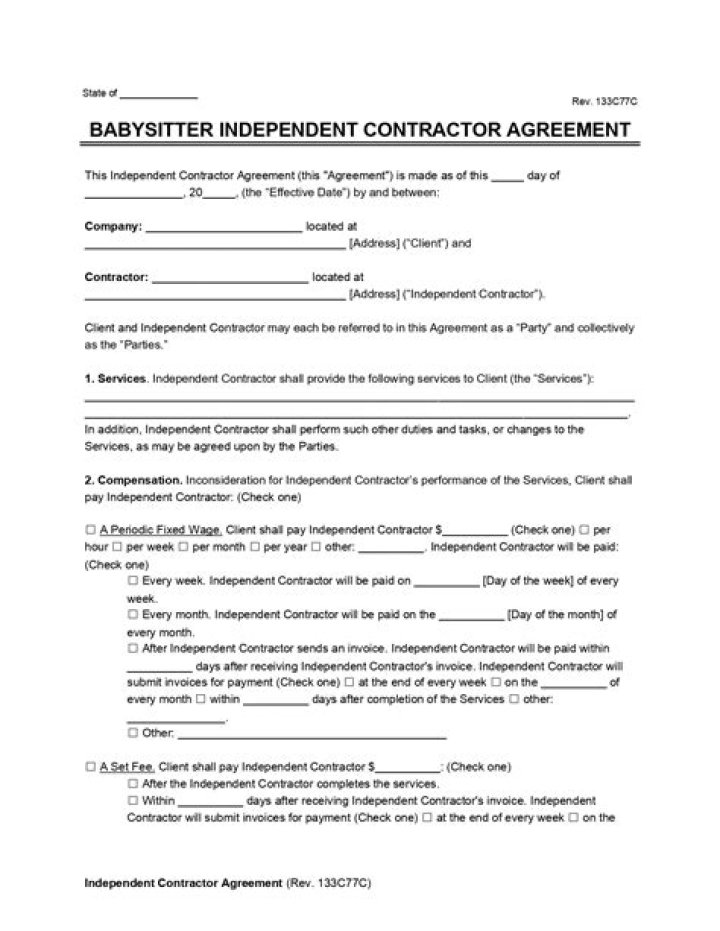 Can a babysitter be an independent contractor?
