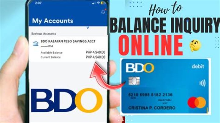 Can I check my ATM balance online BDO?