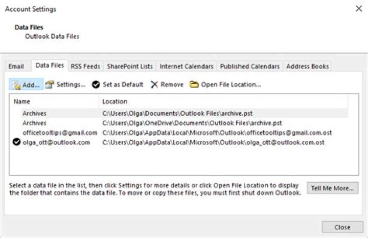 Can I copy Outlook data file?