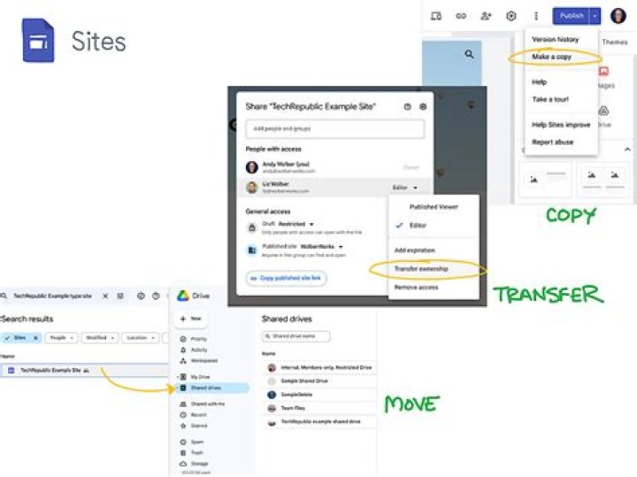 Can I transfer a Google site to another account?