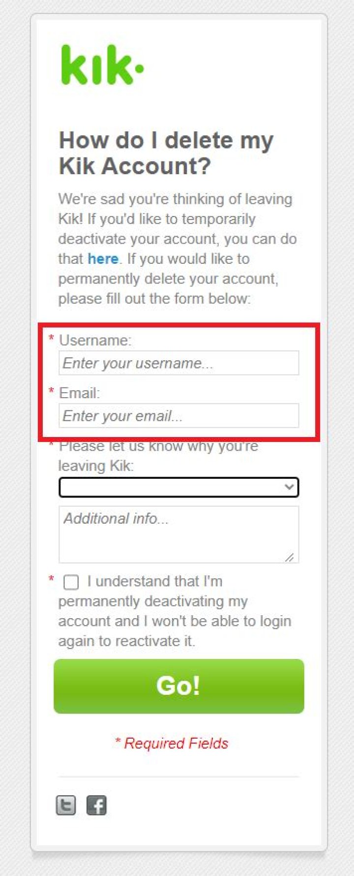Can you delete Kik without email?