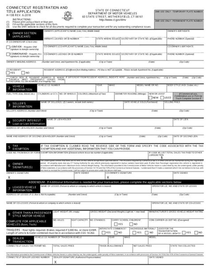 Can you register a car without a title in CT?