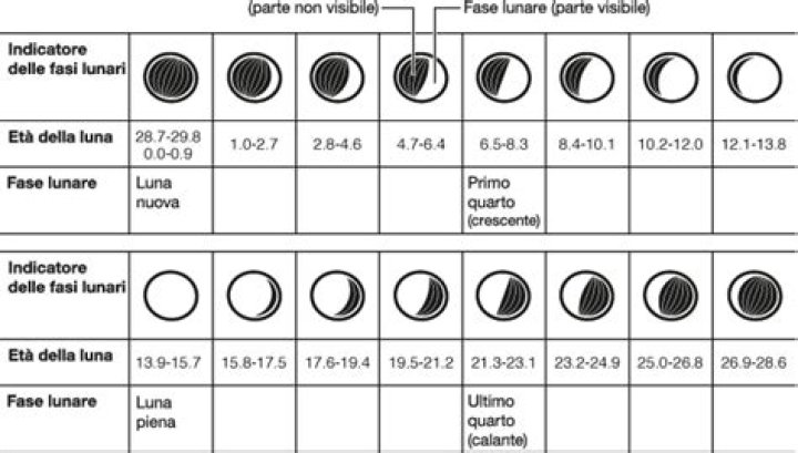 Come si riconosce la luna calante sul calendario?