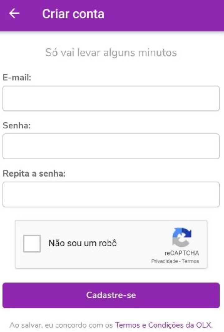 Como criar uma nova conta na OLX?