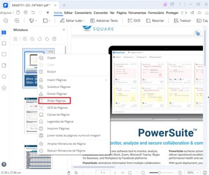 Como girar PDF e salvar Foxit?