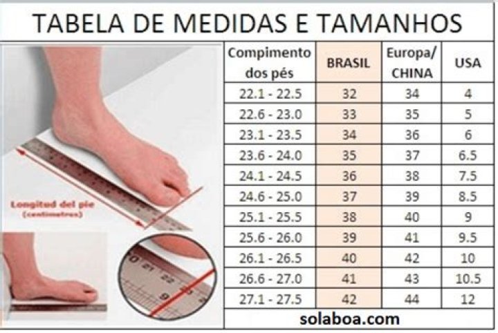 Como saber tamanho sapato?