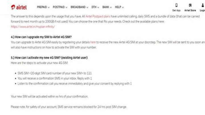How can I activate Internet on Airtel 4g sim?
