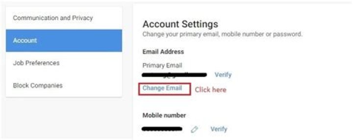 How can I change my primary email address in Naukri?