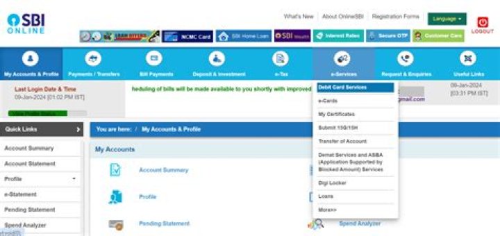 How can I check my SBI ATM card online?