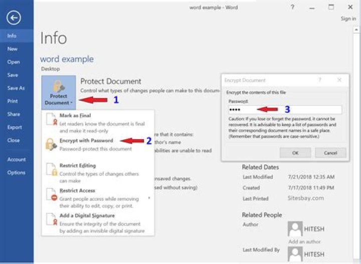 How can I put a password on a Word document?