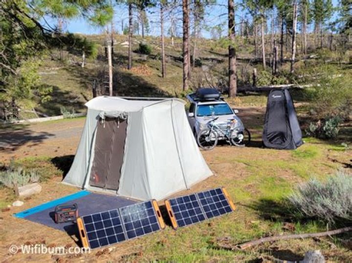 How can I work remotely while camping?