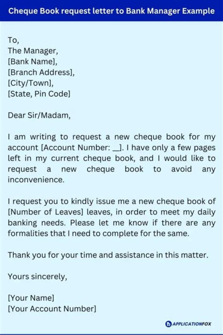 How can I write a letter to bank manager for canceling Cheque book?