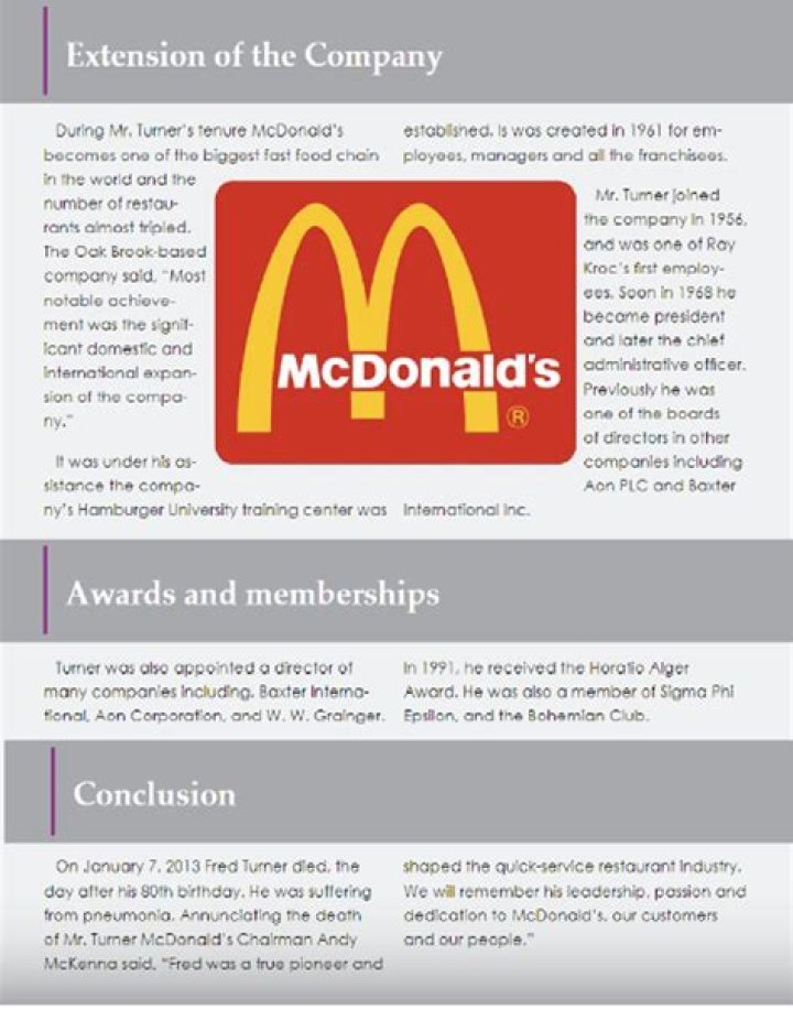 How did Fred Turner start out at McDonald's where did he end up?