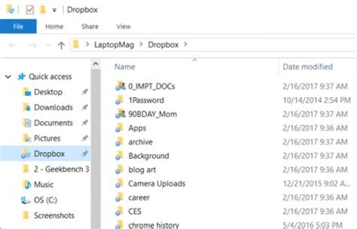 How do I access my Dropbox folder?