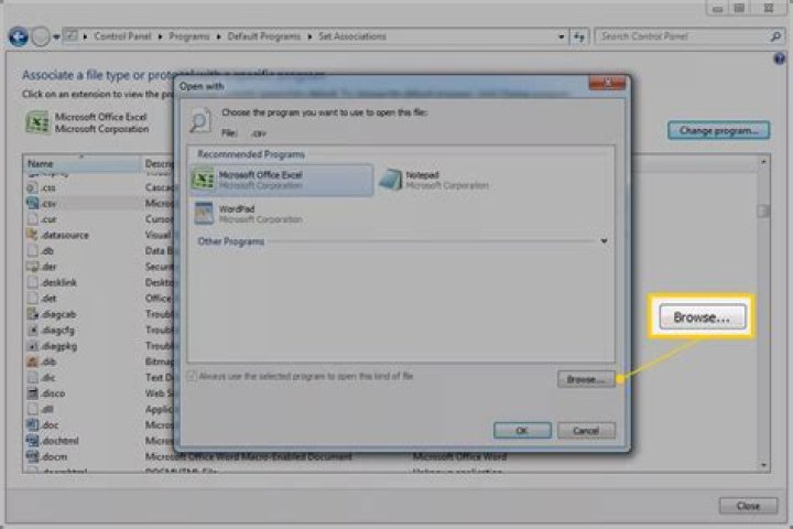 How do I change file associations back to default?