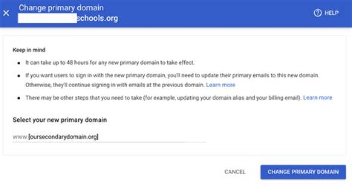 How do I change my primary domain on Gsuite?