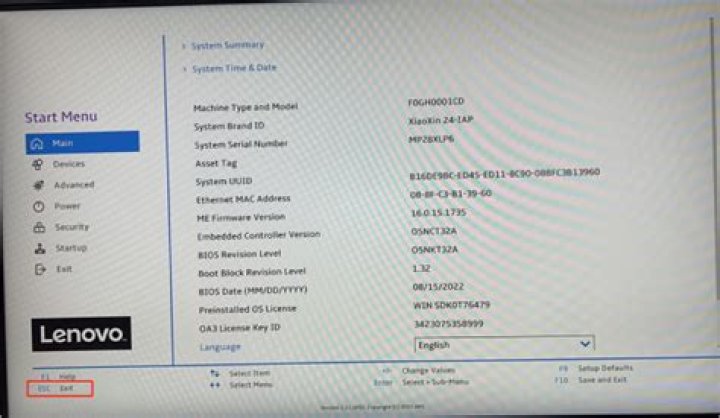 How do I close an aptio setup utility in Windows 10 Acer?