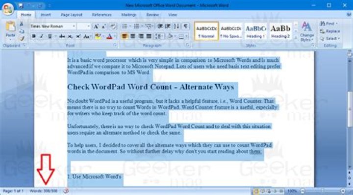 How do I count words in WordPad?