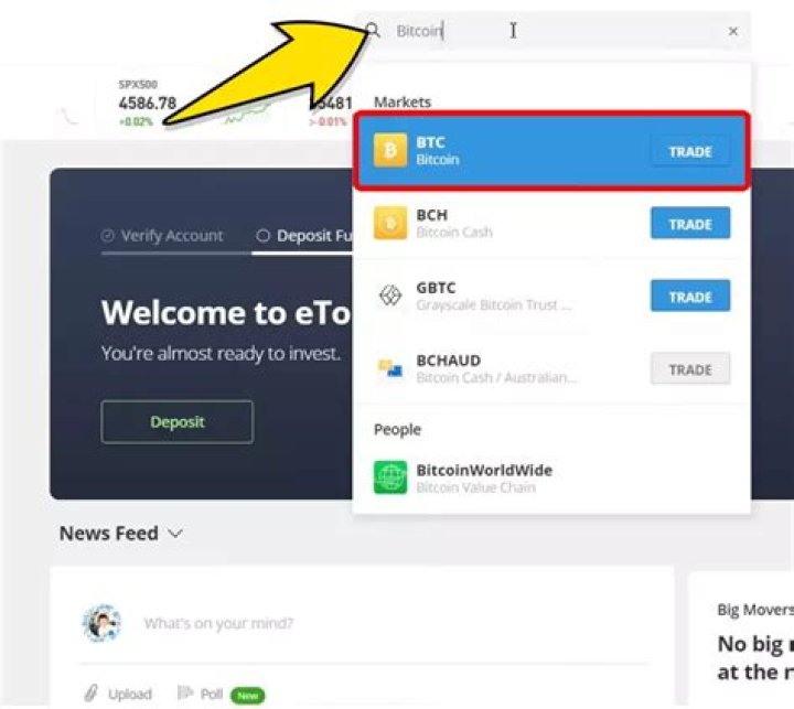 How do I deposit Bitcoins on eToro?