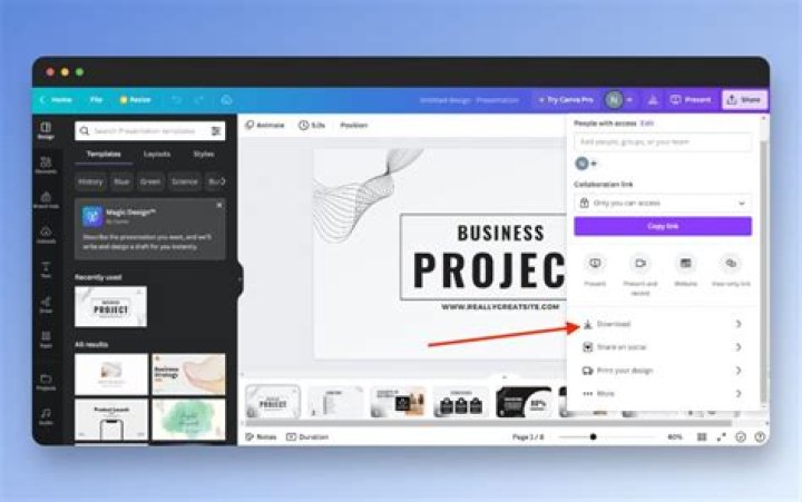 How do I download a poster from Canva?