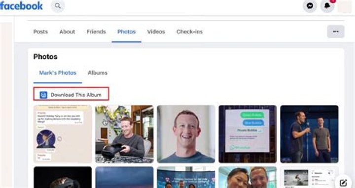 How do I download all my photos from Facebook business page?