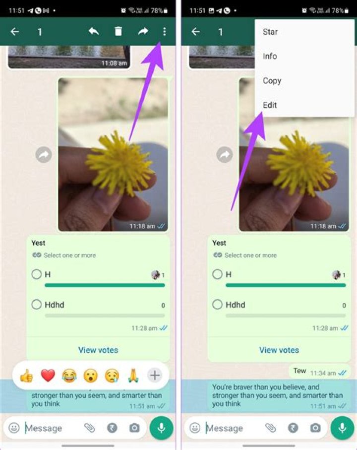 How do I edit an audio message on WhatsApp?