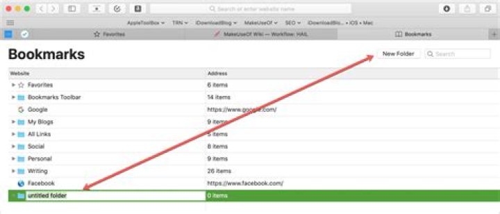 How do I edit bookmarks in Safari on a Macbook?