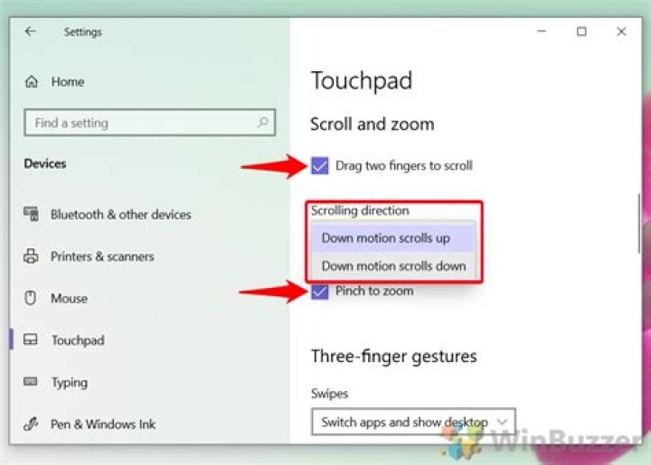 How do I enable touchpad scrolling in Windows 10?