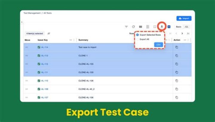 How do I export test cases from VST?