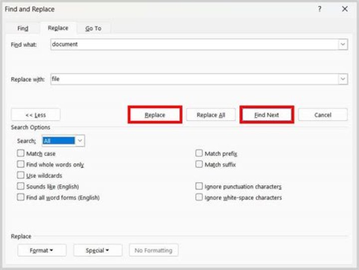How do I find and replace font in Word?