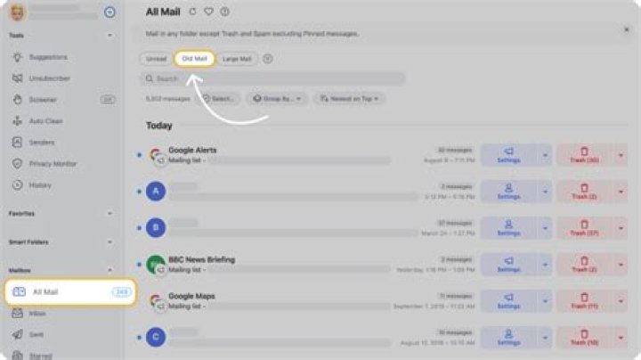 How do I find old emails in Yahoo?