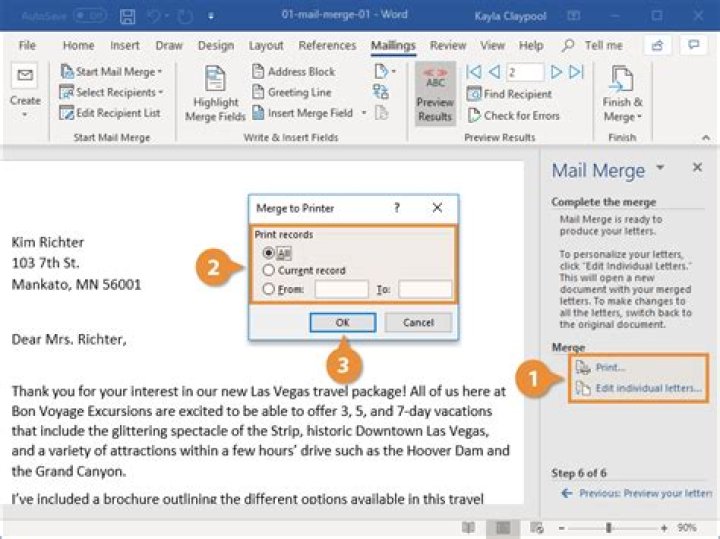 How do I format a mail merge in Word?