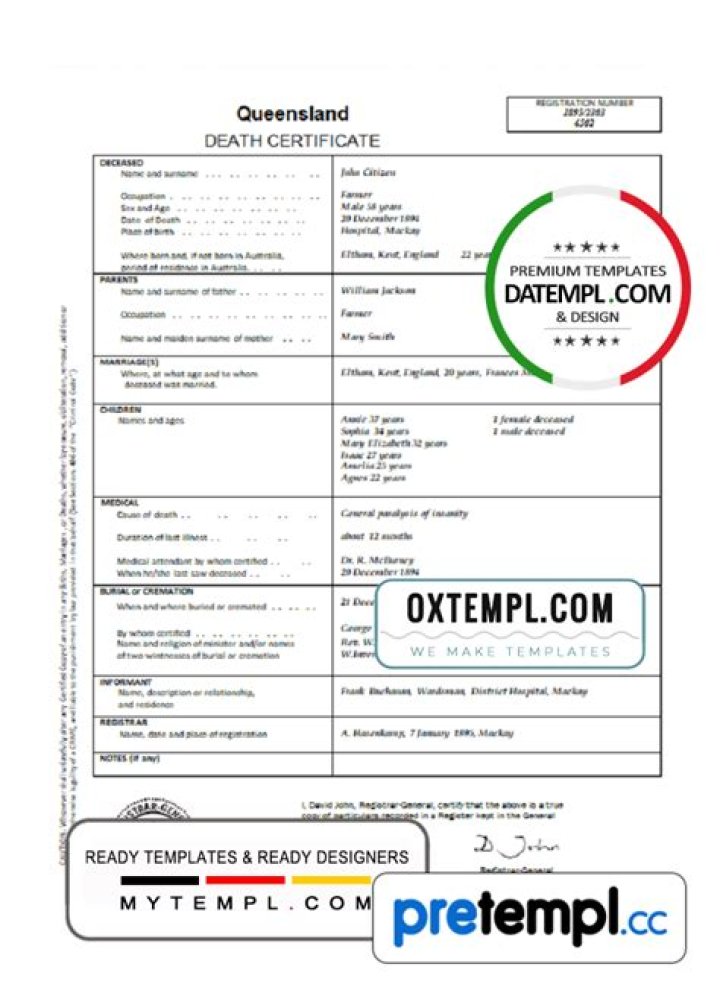 How do I get a copy of a death certificate in Queensland?