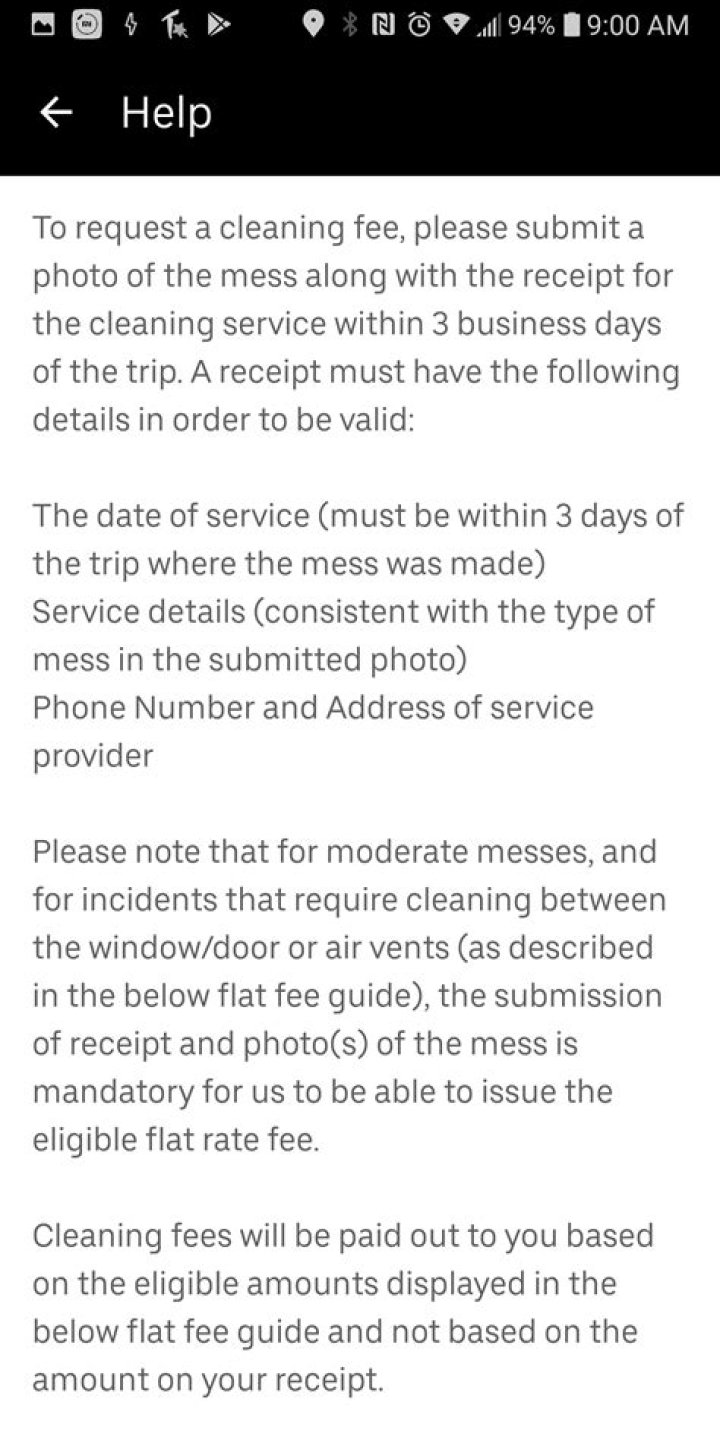 How do I get out of Uber cleaning fee?