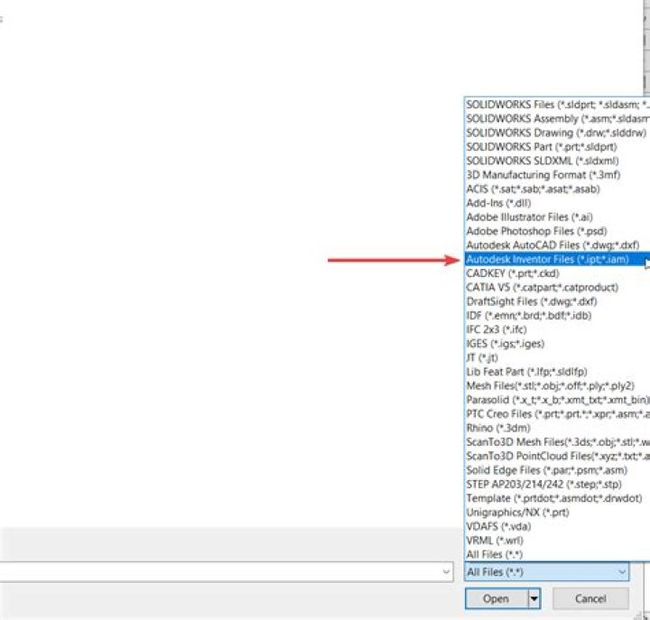 How do I import a Solidworks file into Inventor?