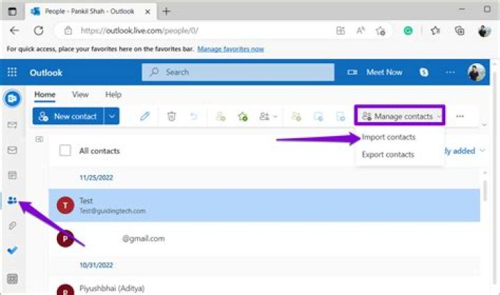 How do I import Outlook contacts?