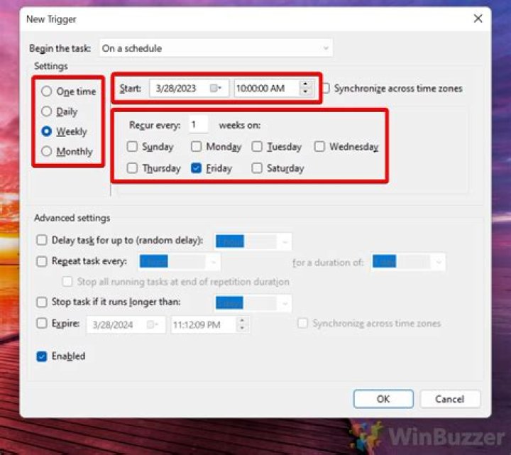 How do I make a scheduled task run every hour?