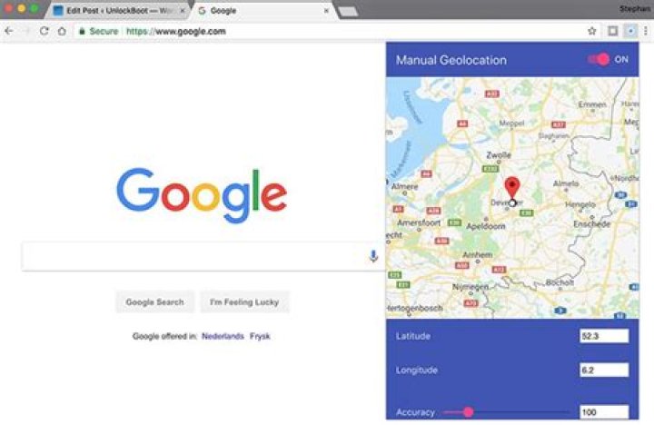 How do I manually use Chrome geolocation extension?