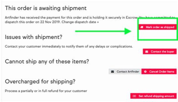 How do I mark as shipped on Etsy?