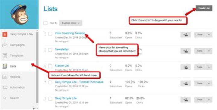 How do I organize lists in MailChimp?