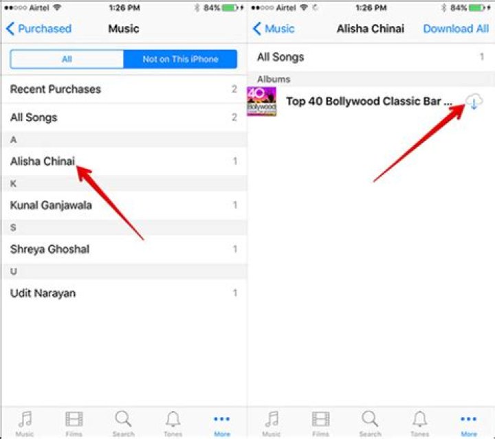 How do I redownload hidden music on my iPhone?