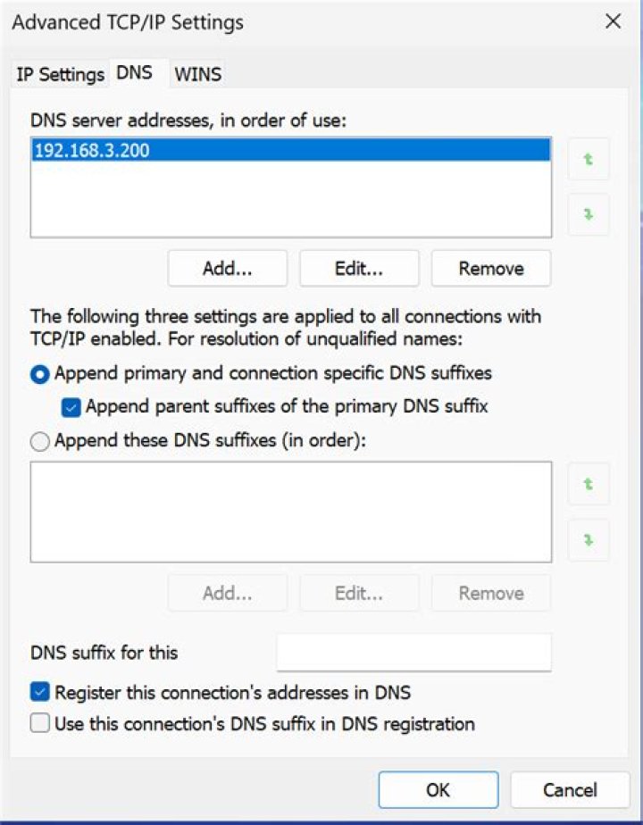 How do I register a connection address in DNS?