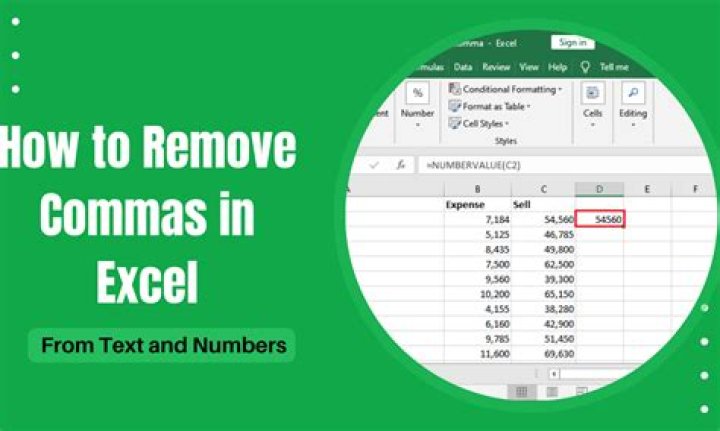How do I remove commas from numbers in Excel?