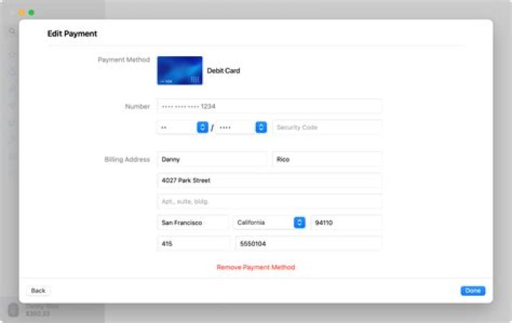 How do I remove payment info from wish?