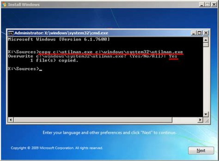How do I restore Utilman EXE?