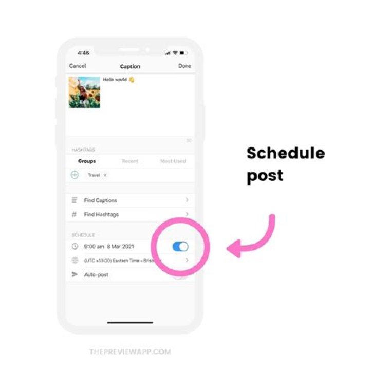 How do I schedule an Instagram post on my phone?
