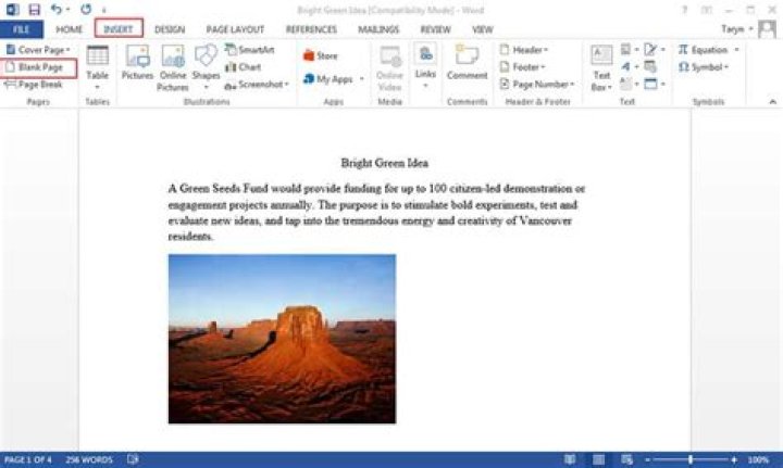 How do I scroll a page in Word 2016?