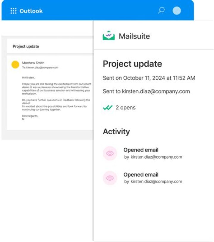 How do I see email open rates in Outlook?